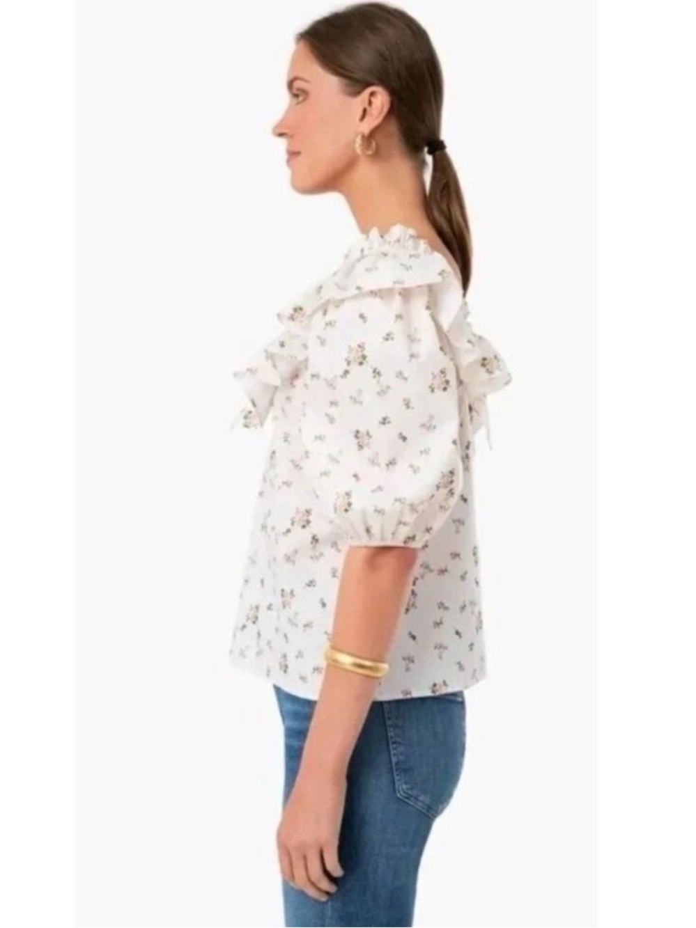 Tuckernuck Hyacinth House Charlotte Ruffle Neck Blouse Size Small - Picture 10 of 12